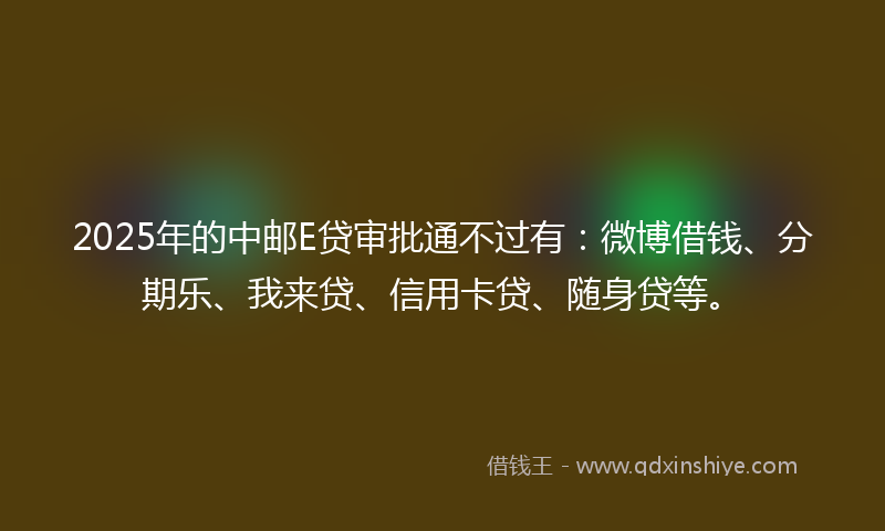 2025年的中邮E贷审批通不过有：微博借钱、分期乐、我来贷、信用卡贷、随身贷等。