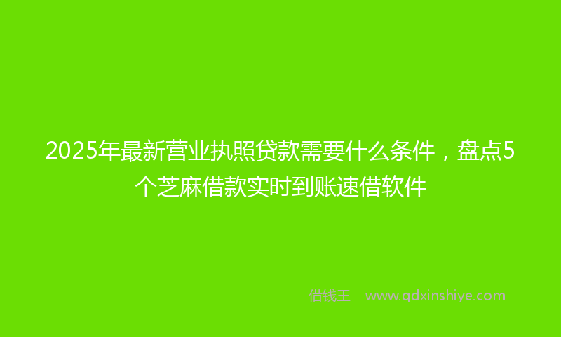 2025年最新营业执照贷款需要什么条件，盘点5个芝麻借款实时到账速借软件