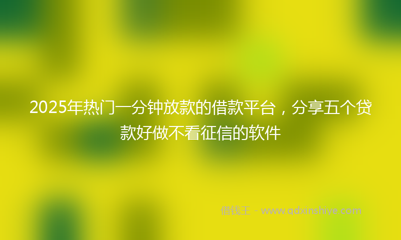 2025年热门一分钟放款的借款平台，分享五个贷款好做不看征信的软件