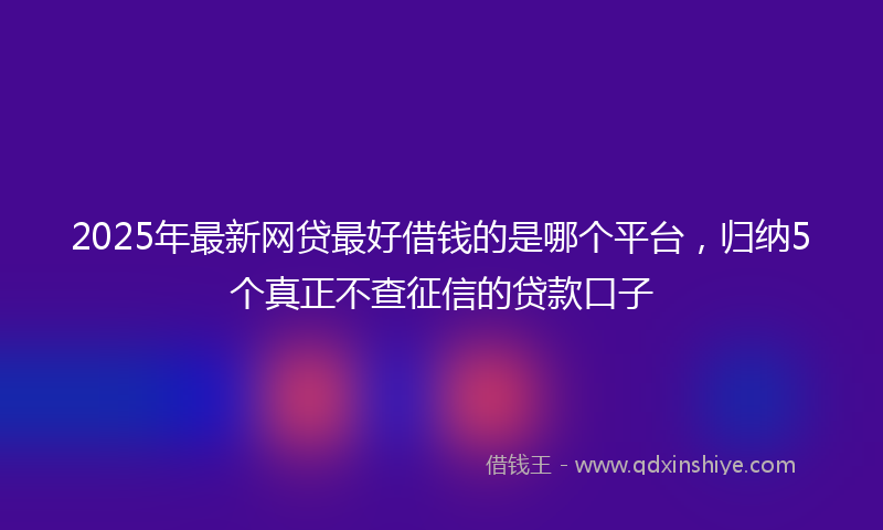 2025年最新网贷最好借钱的是哪个平台，归纳5个真正不查征信的贷款口子