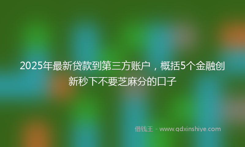 2025年最新贷款到第三方账户，概括5个金融创新秒下不要芝麻分的口子