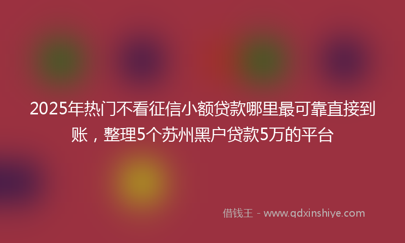 2025年热门不看征信小额贷款哪里最可靠直接到账，整理5个苏州黑户贷款5万的平台
