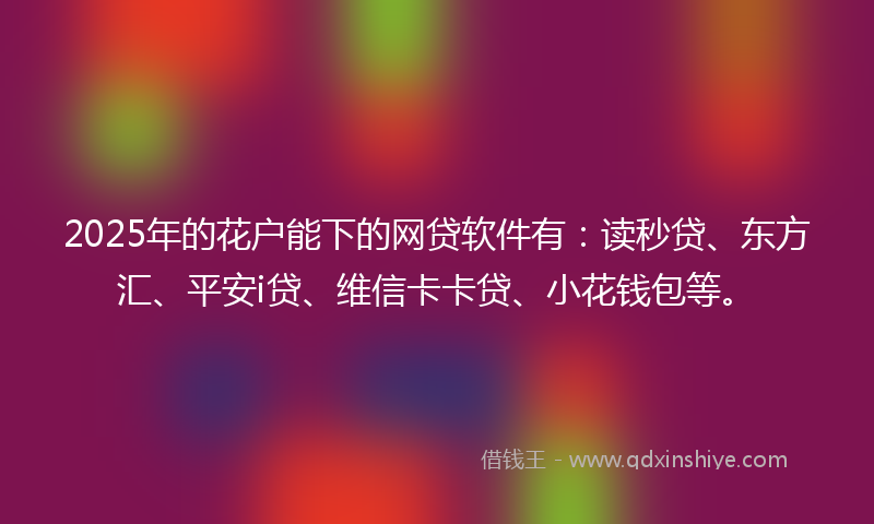 2025年的花户能下的网贷软件有：读秒贷、东方汇、平安i贷、维信卡卡贷、小花钱包等。