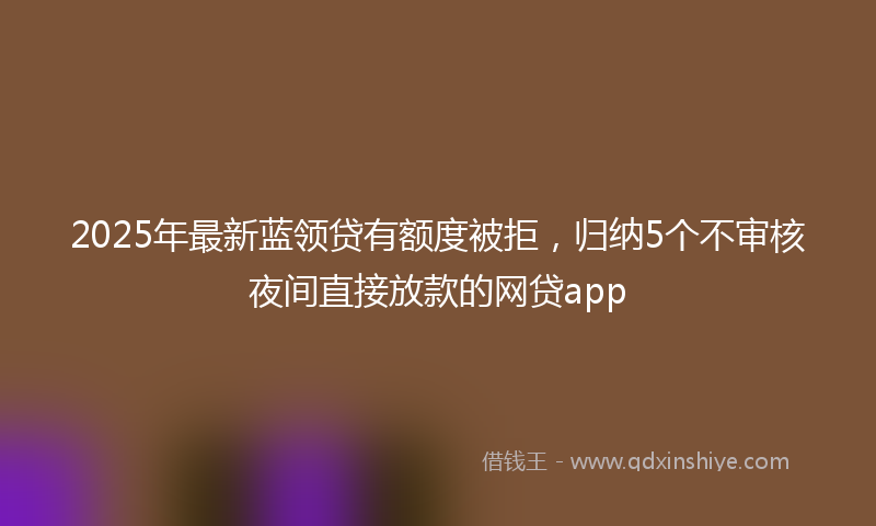 2025年最新蓝领贷有额度被拒，归纳5个不审核夜间直接放款的网贷app