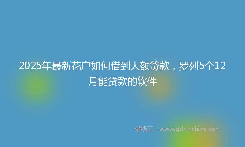 2025年最新花户如何借到大额贷款，罗列5个12月能贷款的软件