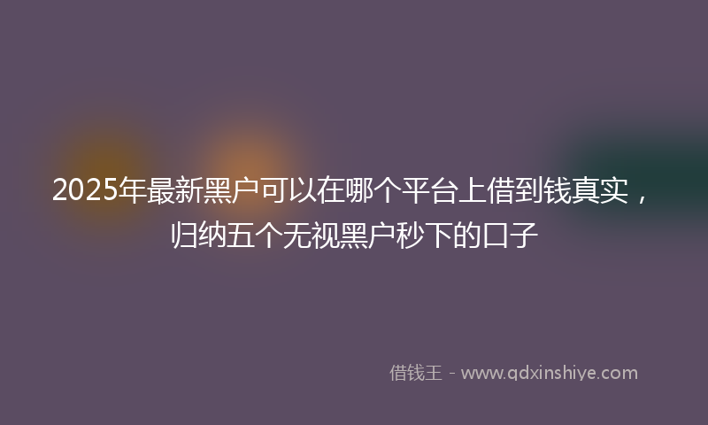 2025年最新黑户可以在哪个平台上借到钱真实，归纳五个无视黑户秒下的口子