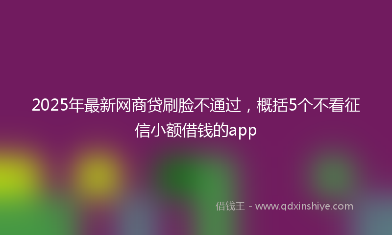 2025年最新网商贷刷脸不通过，概括5个不看征信小额借钱的app