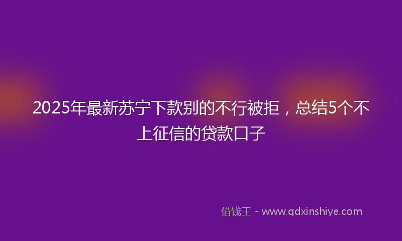 2025年最新苏宁下款别的不行被拒，总结5个不上征信的贷款口子