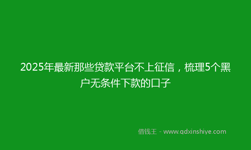 2025年最新那些贷款平台不上征信，梳理5个黑户无条件下款的口子