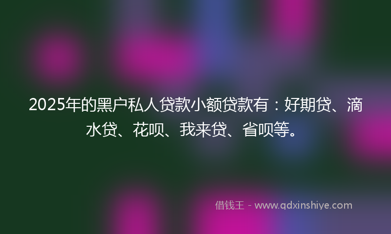 2025年的黑户私人贷款小额贷款有：好期贷、滴水贷、花呗、我来贷、省呗等。