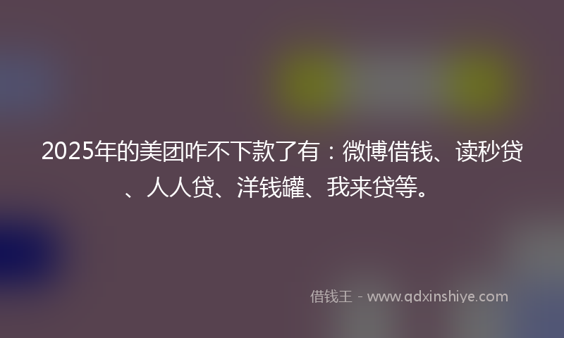 2025年的美团咋不下款了有：微博借钱、读秒贷、人人贷、洋钱罐、我来贷等。