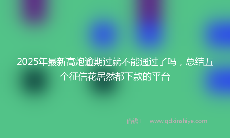 2025年最新高炮逾期过就不能通过了吗，总结五个征信花居然都下款的平台