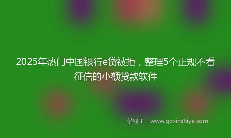 2025年热门中国银行e贷被拒，整理5个正规不看征信的小额贷款软件