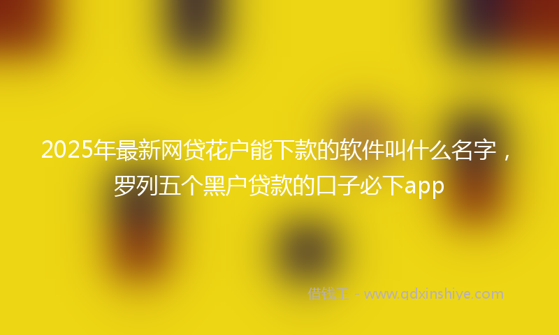 2025年最新网贷花户能下款的软件叫什么名字，罗列五个黑户贷款的口子必下app