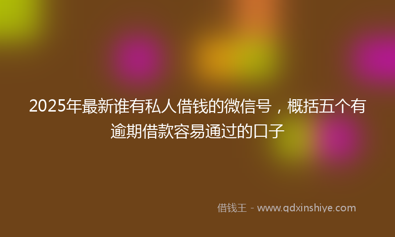 2025年最新谁有私人借钱的微信号，概括五个有逾期借款容易通过的口子
