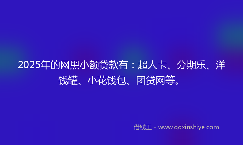 2025年的网黑小额贷款有：超人卡、分期乐、洋钱罐、小花钱包、团贷网等。