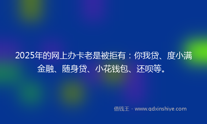 2025年的网上办卡老是被拒有：你我贷、度小满金融、随身贷、小花钱包、还呗等。