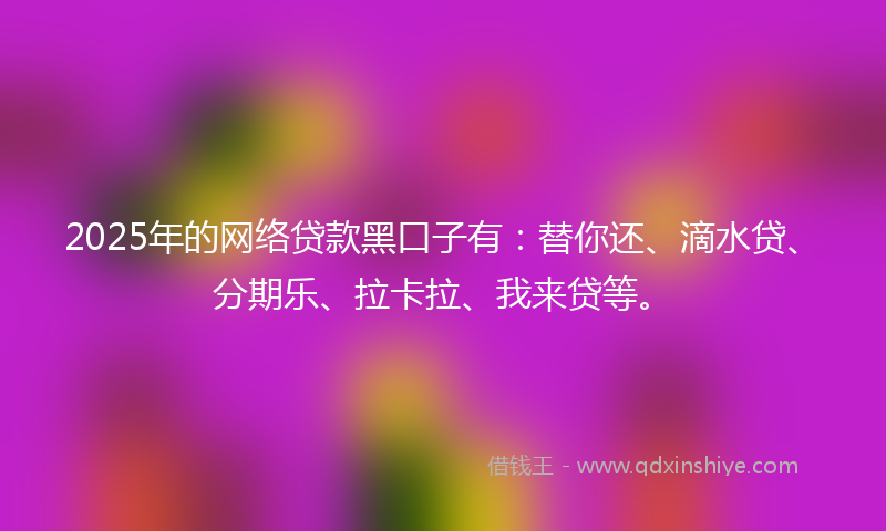 2025年的网络贷款黑口子有：替你还、滴水贷、分期乐、拉卡拉、我来贷等。