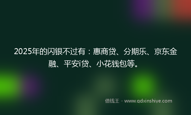 2025年的闪银不过有：惠商贷、分期乐、京东金融、平安i贷、小花钱包等。