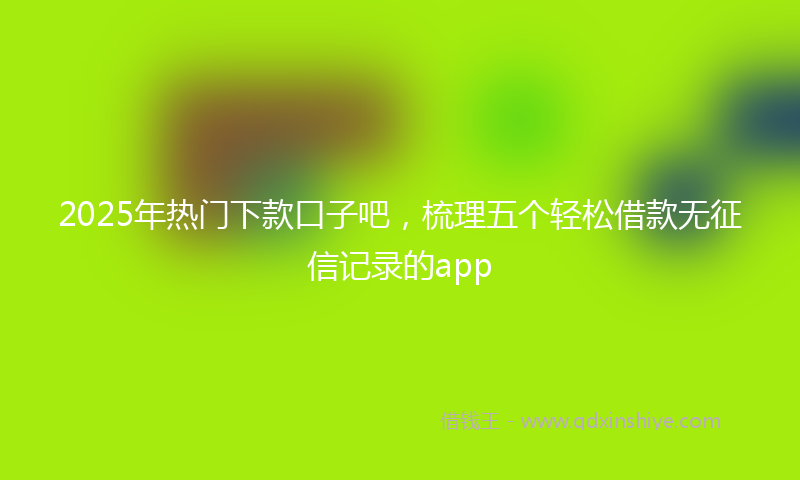 2025年热门下款口子吧，梳理五个轻松借款无征信记录的app