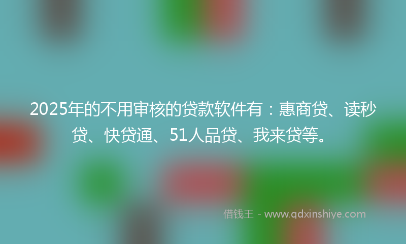 2025年的不用审核的贷款软件有：惠商贷、读秒贷、快贷通、51人品贷、我来贷等。