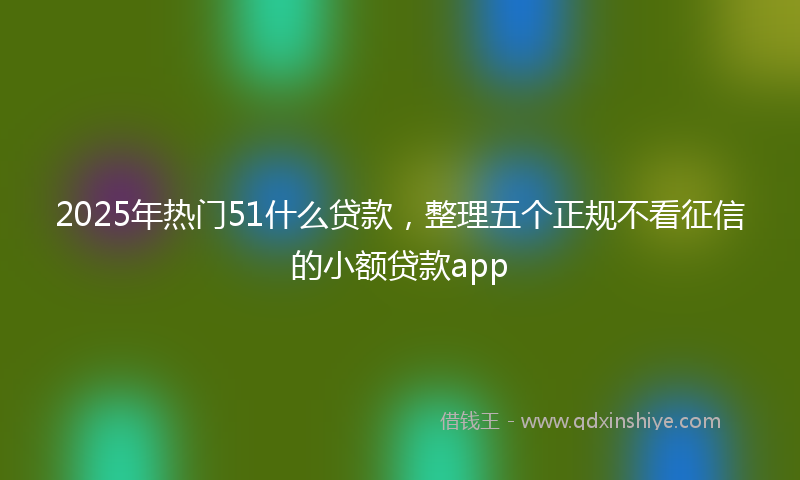 2025年热门51什么贷款，整理五个正规不看征信的小额贷款app