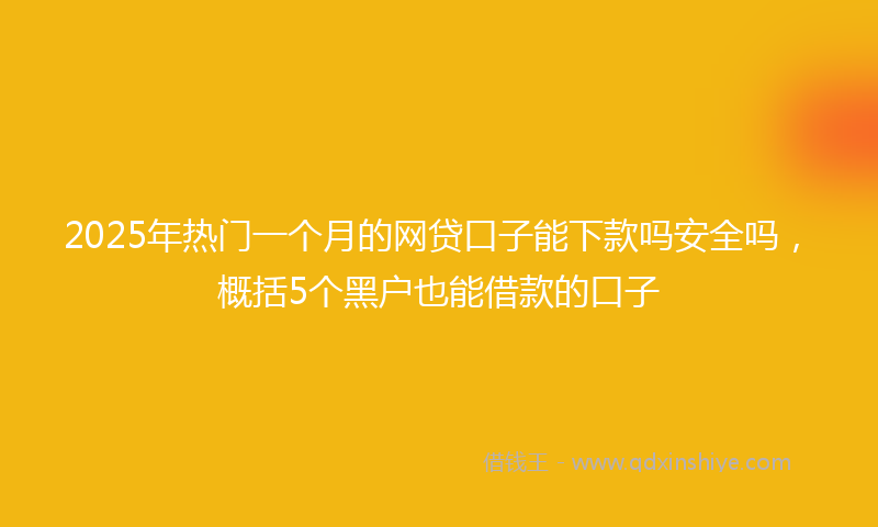 2025年热门一个月的网贷口子能下款吗安全吗，概括5个黑户也能借款的口子