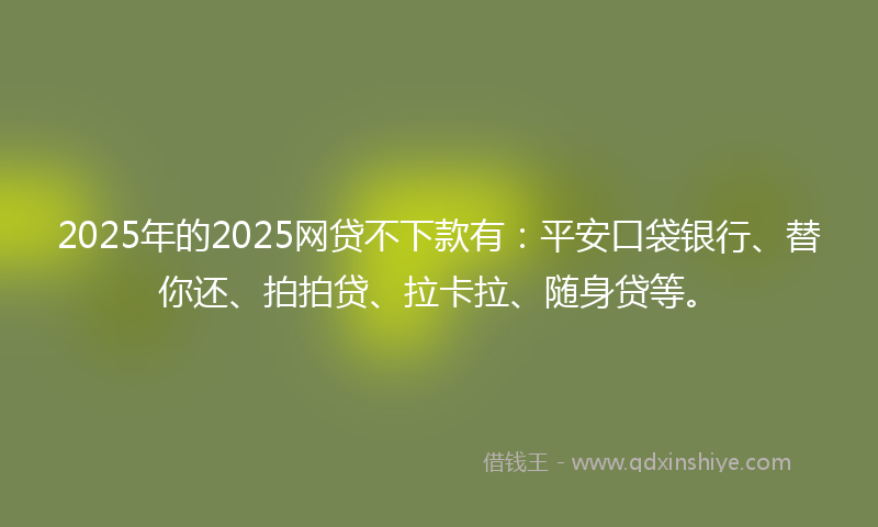 2025年的2025网贷不下款有：平安口袋银行、替你还、拍拍贷、拉卡拉、随身贷等。