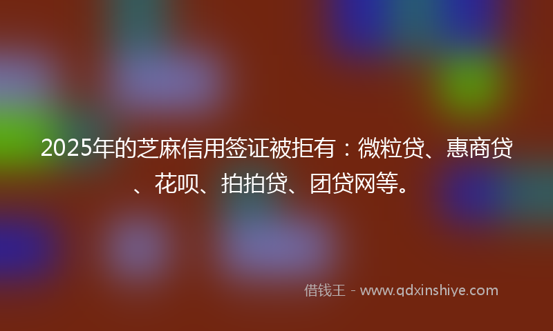 2025年的芝麻信用签证被拒有：微粒贷、惠商贷、花呗、拍拍贷、团贷网等。