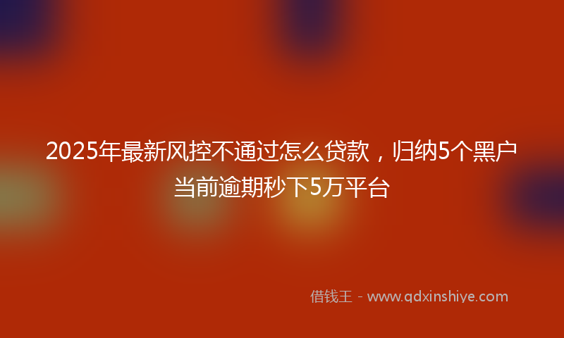 2025年最新风控不通过怎么贷款，归纳5个黑户当前逾期秒下5万平台