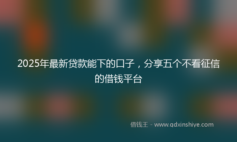 2025年最新贷款能下的口子，分享五个不看征信的借钱平台