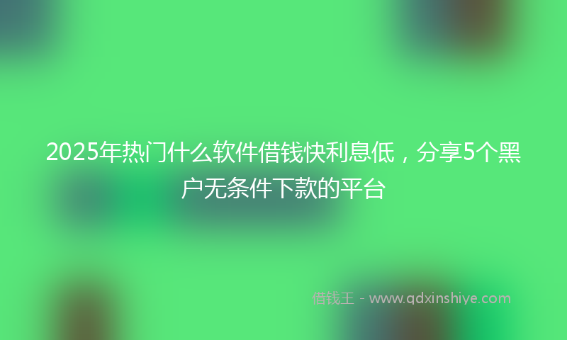 2025年热门什么软件借钱快利息低，分享5个黑户无条件下款的平台