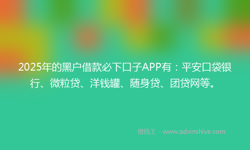 2025年的黑户借款必下口子APP有：平安口袋银行、微粒贷、洋钱罐、随身贷、团贷网等。