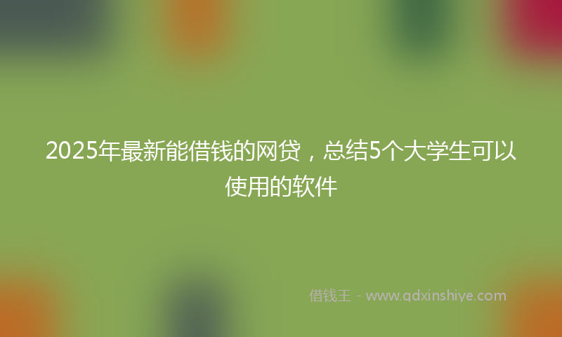 2025年最新能借钱的网贷，总结5个大学生可以使用的软件