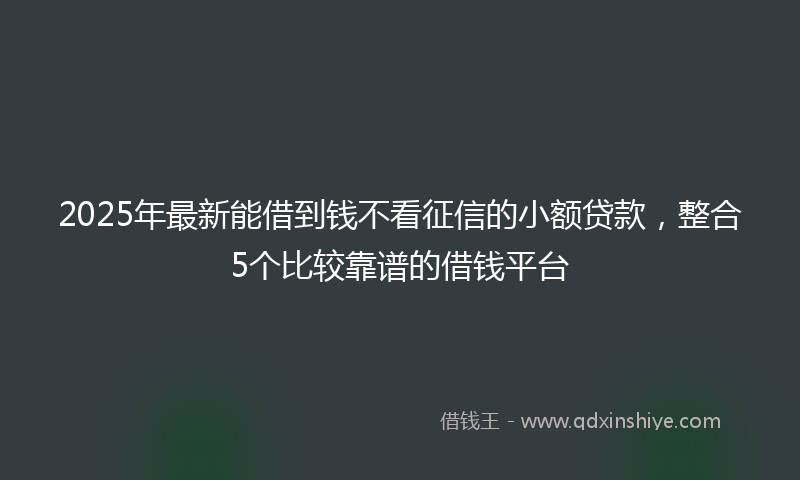 2025年最新能借到钱不看征信的小额贷款，整合5个比较靠谱的借钱平台