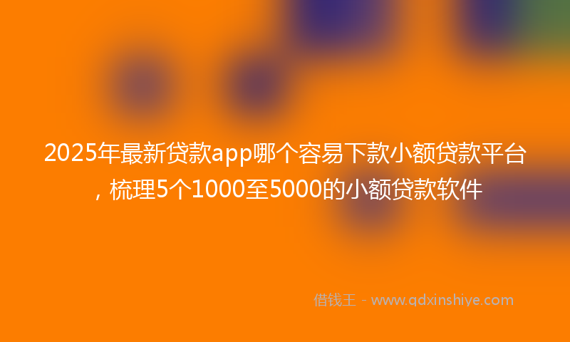 2025年最新贷款app哪个容易下款小额贷款平台，梳理5个1000至5000的小额贷款软件