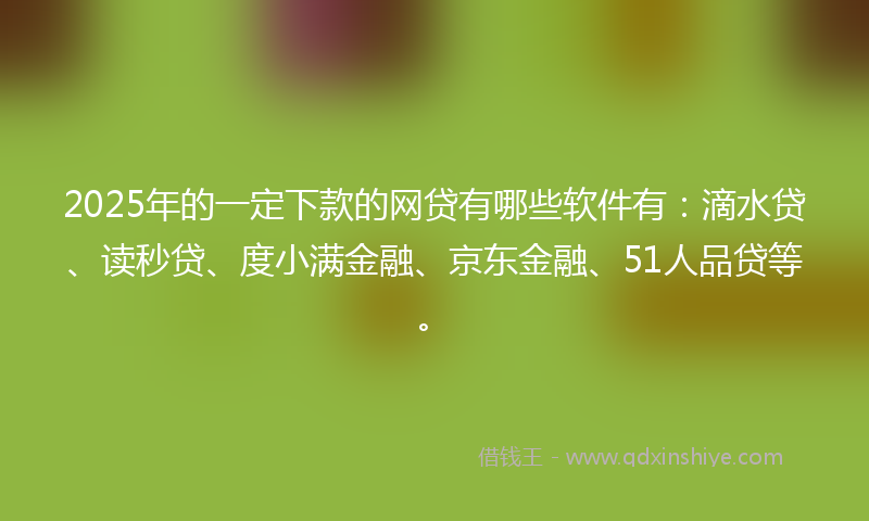 2025年的一定下款的网贷有哪些软件有：滴水贷、读秒贷、度小满金融、京东金融、51人品贷等。