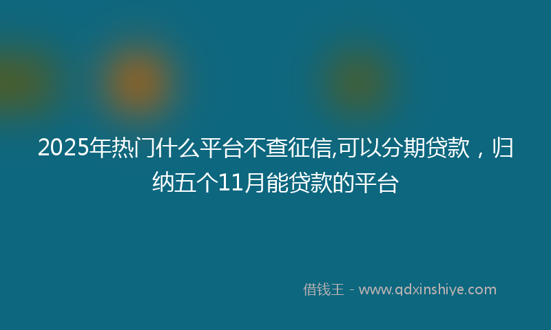 2025年热门什么平台不查征信,可以分期贷款，归纳五个11月能贷款的平台