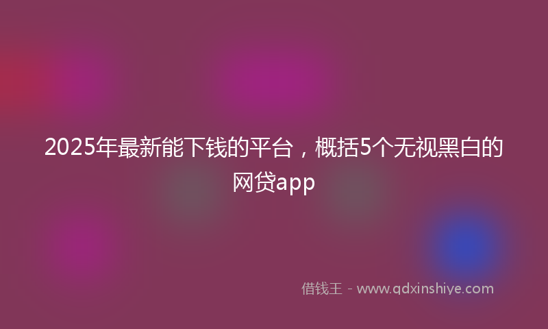 2025年最新能下钱的平台，概括5个无视黑白的网贷app