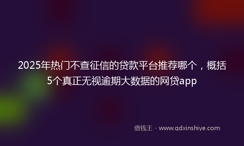 2025年热门不查征信的贷款平台推荐哪个，概括5个真正无视逾期大数据的网贷app
