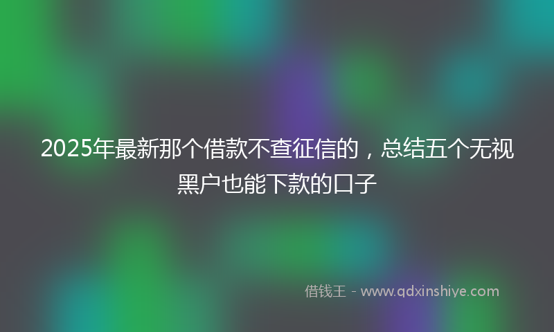 2025年最新那个借款不查征信的，总结五个无视黑户也能下款的口子