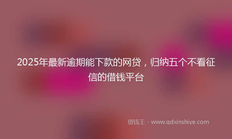 2025年最新逾期能下款的网贷，归纳五个不看征信的借钱平台