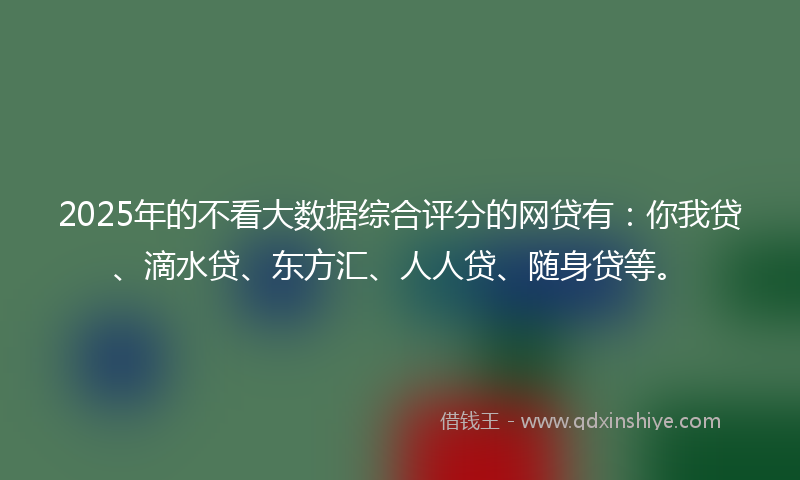 2025年的不看大数据综合评分的网贷有：你我贷、滴水贷、东方汇、人人贷、随身贷等。