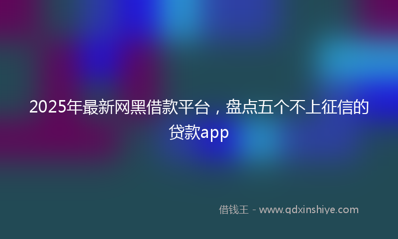 2025年最新网黑借款平台，盘点五个不上征信的贷款app