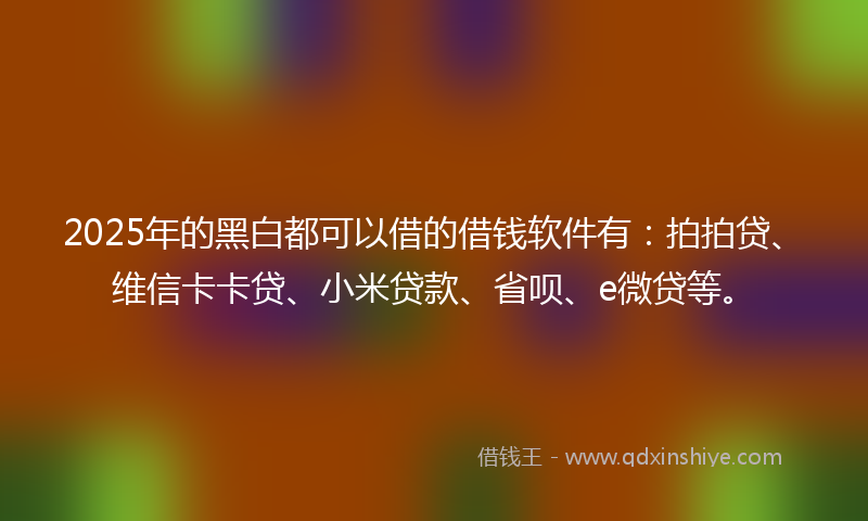 2025年的黑白都可以借的借钱软件有：拍拍贷、维信卡卡贷、小米贷款、省呗、e微贷等。