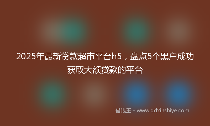 2025年最新贷款超市平台h5，盘点5个黑户成功获取大额贷款的平台