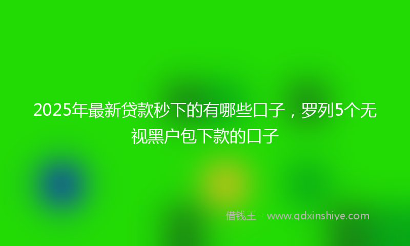 2025年最新贷款秒下的有哪些口子，罗列5个无视黑户包下款的口子
