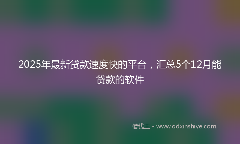 2025年最新贷款速度快的平台，汇总5个12月能贷款的软件