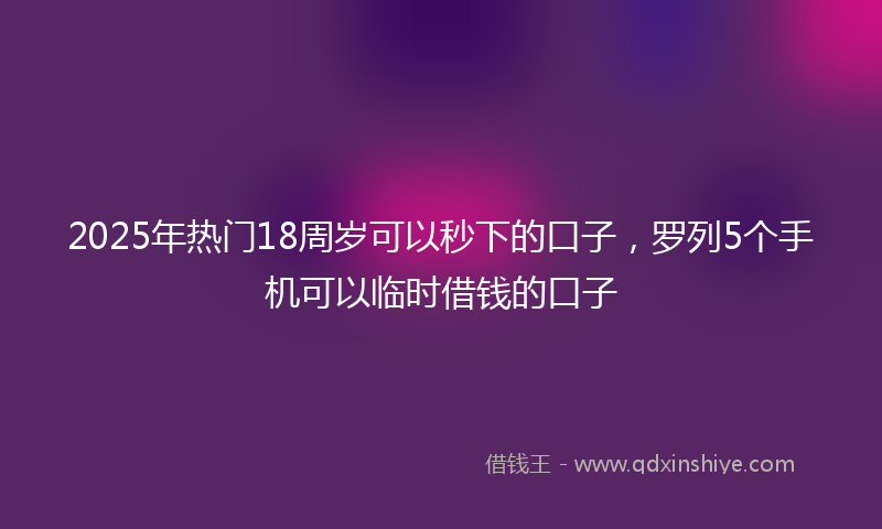 2025年热门18周岁可以秒下的口子，罗列5个手机可以临时借钱的口子