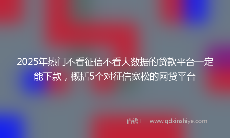 2025年热门不看征信不看大数据的贷款平台一定能下款，概括5个对征信宽松的网贷平台